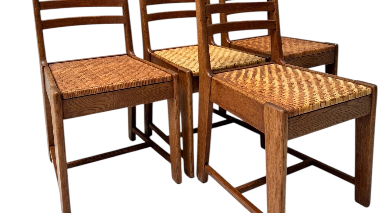 Four Modernist Art Deco Dining Room Chairs by Bas van Pelt for My Home, 1930s